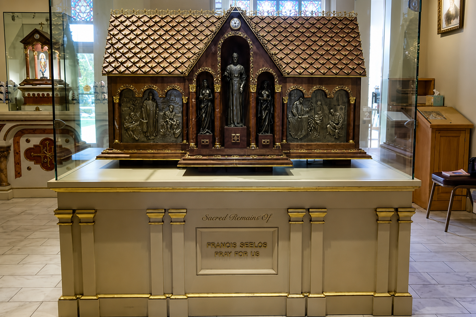The reliquary holding the sacred remains of Blessed Francis Xavier Seelos