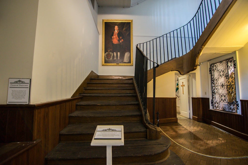 The original 1750s cypress central staircase